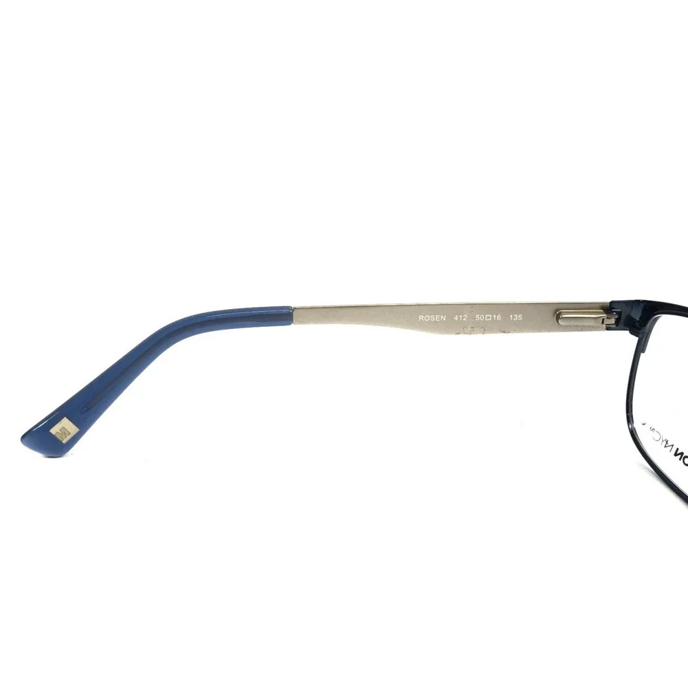 Marchon NYC Petite Eyeglasses Frames ROSEN 412 Blue Silver Rectangle 50-16-135